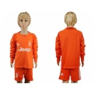 Juventus Blank Orange Goalkeeper Long Sleeves Kid Soccer Club Jersey