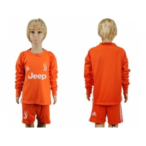 Juventus Blank Orange Goalkeeper Long Sleeves Kid Soccer Club Jersey