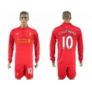 Liverpool #10 Coutinho Home Long Sleeves Soccer Club Jersey1