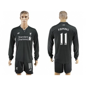 Liverpool #11 Firmino Away Long Sleeves Soccer Club Jersey1