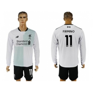 Liverpool #11 Firmino Away Long Sleeves Soccer Club Jersey