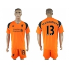 Liverpool #13 Manninger Orange Goalkeeper Soccer Club Jersey