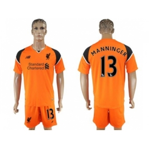 Liverpool #13 Manninger Orange Goalkeeper Soccer Club Jersey