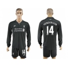 Liverpool #14 Henderson Away Long Sleeves Soccer Club Jersey1