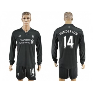 Liverpool #14 Henderson Away Long Sleeves Soccer Club Jersey1