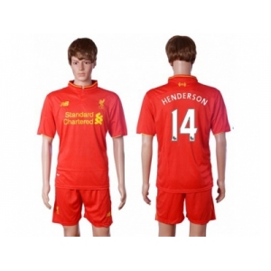 Liverpool #14 Henderson Red Home Soccer Club Jersey1