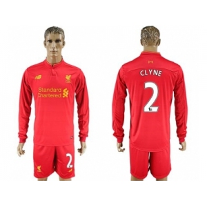 Liverpool #2 Clyne Home Long Sleeves Soccer Club Jersey1