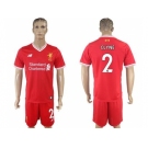 Liverpool #2 Clyne Red Home Soccer Club Jersey