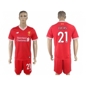 Liverpool #21 Lucas Red Home Soccer Club Jersey