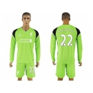 Liverpool #22 Mignolet Green Goalkeeper Long Sleeves Soccer Club Jersey