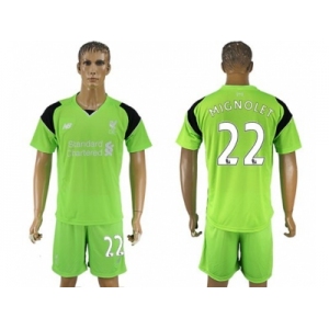 Liverpool #22 Mignolet Green Goalkeeper Soccer Club Jersey1