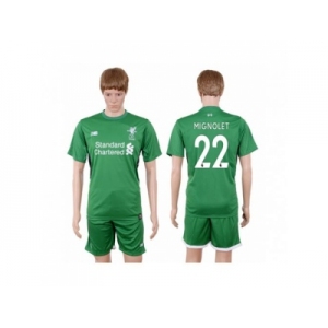 Liverpool #22 Mignolet Green Goalkeeper Soccer Club Jersey