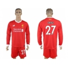 Liverpool #27 Origi Home Long Sleeves Soccer Club Jersey