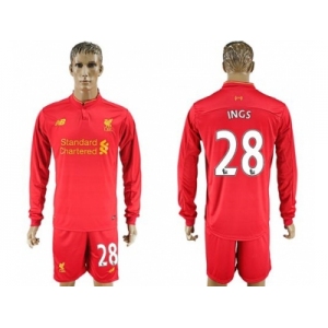 Liverpool #28 INGS Home Long Sleeves Soccer Club Jersey1