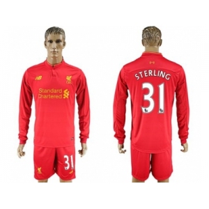 Liverpool #31 Sterling Home Long Sleeves Soccer Club Jersey