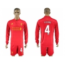 Liverpool #4 Toure Home Long Sleeves Soccer Club Jersey