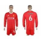 Liverpool #6 Lovren Home Long Sleeves Soccer Club Jersey