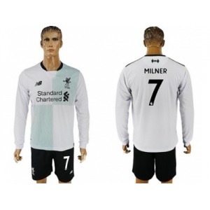 Liverpool #7 Milner Away Long Sleeves Soccer Club Jersey