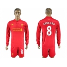 Liverpool #8 Gerrard Home Long Sleeves Soccer Club Jersey