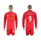 Liverpool #9 Aspas Home Long Sleeves Soccer Club Jersey