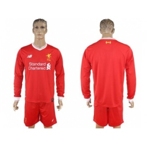 Liverpool Blank Home Long Sleeves Soccer Club Jersey1