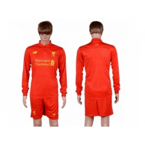 Liverpool Blank Home Long Sleeves Soccer Club Jersey2