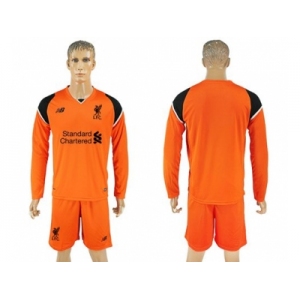 Liverpool Blank Orange Goalkeeper Long Sleeves Soccer Club Jersey