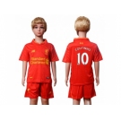 Liverpool #10 Coutinho Red Home Kid Soccer Club Jersey2