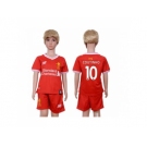 Liverpool #10 Coutinho Red Home Kid Soccer Club Jersey