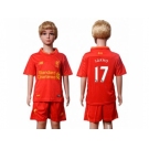 Liverpool #17 Sakho Red Home Kid Soccer Club Jersey