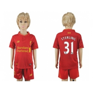 Liverpool #31 Sterling Red Home Kid Soccer Club Jersey