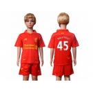 Liverpool #45 Balotelli Red Home Kid Soccer Club Jersey