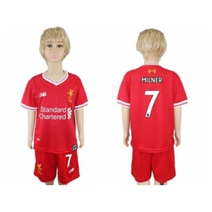 Liverpool #7 Milner Red Home Kid Soccer Club Jersey1