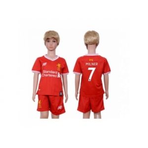 Liverpool #7 Milner Red Home Kid Soccer Club Jersey