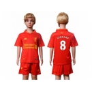 Liverpool #8 Gerrard Red Home Kid Soccer Club Jersey