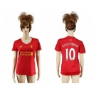 Women's Liverpool #10 Coutinho Red Home Soccer Club Jersey1