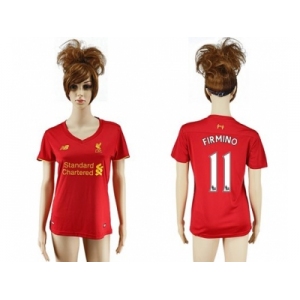 Women's Liverpool #11 Firmino Red Home Soccer Club Jersey