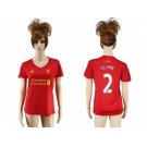 Women's Liverpool #2 Clyne Red Home Soccer Club Jersey1