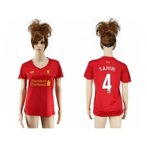Women's Liverpool #4 Sahin Red Home Soccer Club Jersey