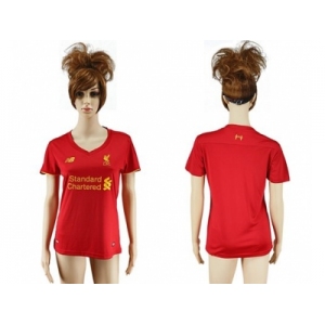 Women's Liverpool Blank Red Home Soccer Club Jersey1