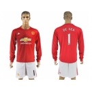 Manchester United #1 DE GEA Red Home Long Sleeves Soccer Club Jersey 1