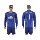 Manchester United #1 De Gea Away Long Sleeves Soccer Club Jersey