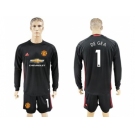 Manchester United #1 De Gea Black Goalkeeper Long Sleeves Soccer Club Jersey 1