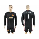 Manchester United #1 De Gea Black Goalkeeper Long Sleeves Soccer Club Jersey 2