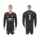 Manchester United #1 De Gea Black Goalkeeper Long Sleeves Soccer Club Jersey