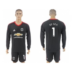 Manchester United #1 De Gea Black Goalkeeper Long Sleeves Soccer Club Jersey