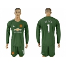 Manchester United #1 De Gea Green Goalkeeper Long Sleeves Soccer Club Jersey