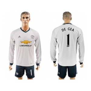 Manchester United #1 De Gea Sec Away Long Sleeves Soccer Club Jersey