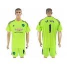 Manchester United #1 De Gea Shiny Green Goalkeeper Soccer Club Jersey