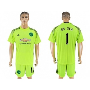Manchester United #1 De Gea Shiny Green Goalkeeper Soccer Club Jersey